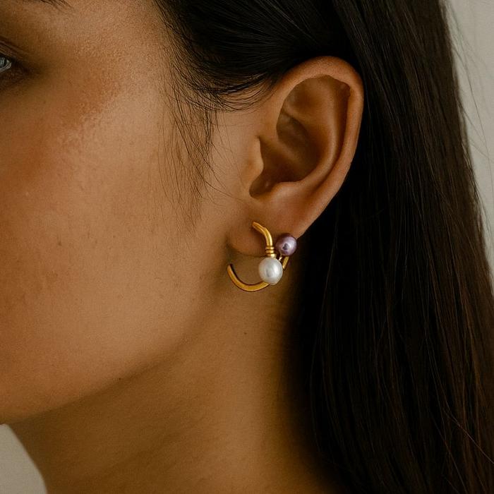 Anting Emas Mutiara 2 Warna 23K Diamond Jewelry- 10AM5WP-HT
