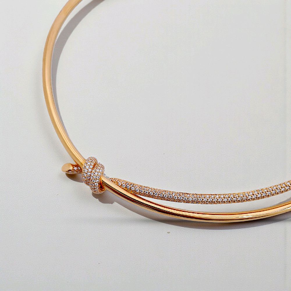 Knot Double Row Diamond Necklace 18K / Kalung Berlian Knot Double Row 18K / Diamond Jewelry 415KBD100000RY-HT