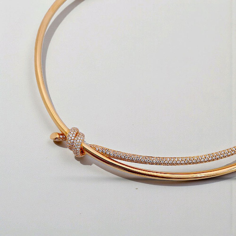 Knot Double Row Diamond Necklace 18K / Kalung Berlian Knot Double Row 18K / Diamond Jewelry 415KBD100000RY-HT