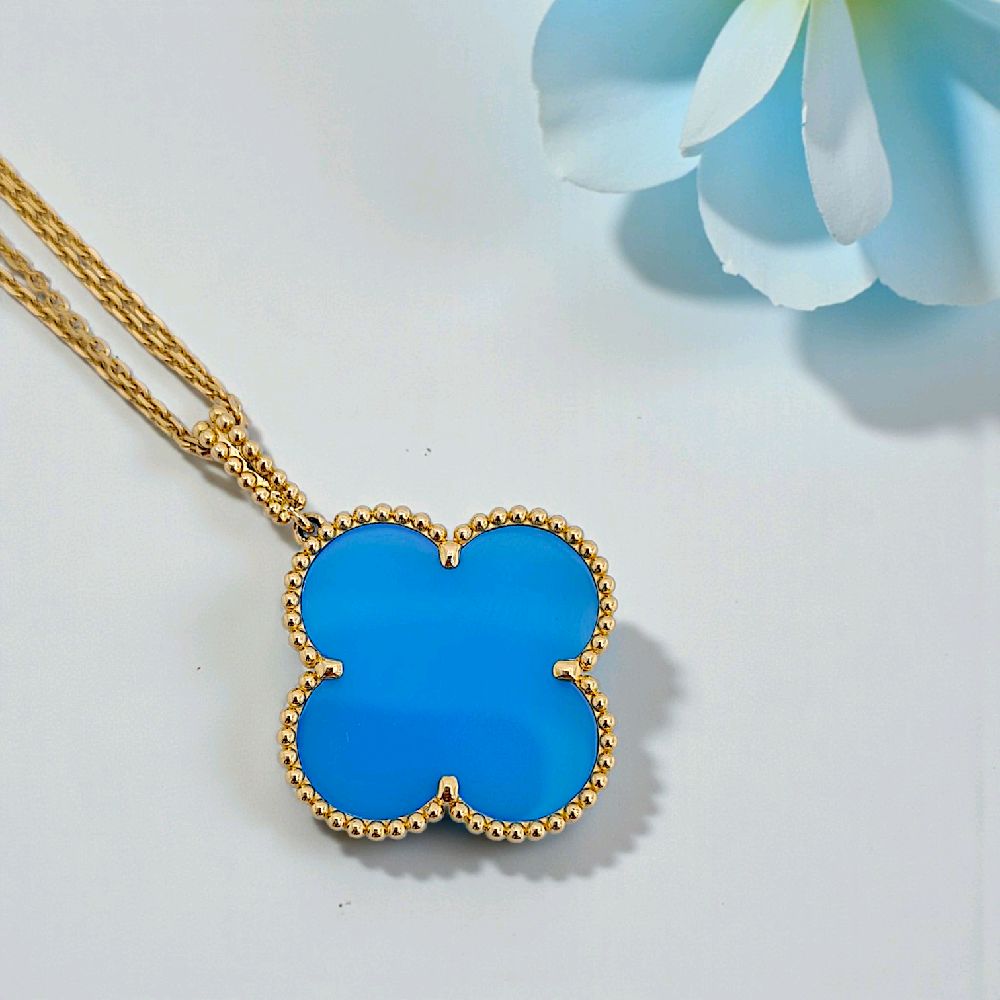 Magic Clover Turquoise Necklace 18K / Kalung Magic Clover Turquoise 18K / Diamond Jewelry 118KBD110000AB-HT