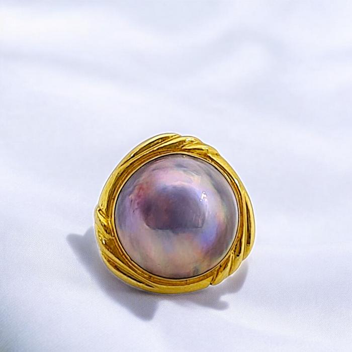 Black Blistar Pearl Ring 18K / Diamond Jewelry