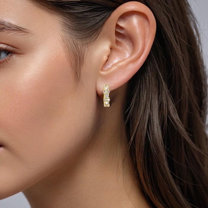 Anting Berlian Hoop zigzag Yellow Gold 18k-Diamond Jewelry