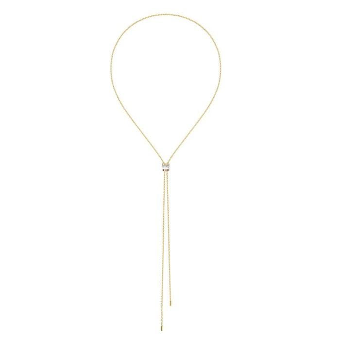 Long white necklace pendant 18K gold Diamond Jewelry