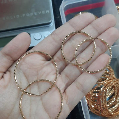Hoop polos gold earring 16/17k/anting anak emas asli/anting bayi polos/anting emas hoop bulat -Diamond Jewelry