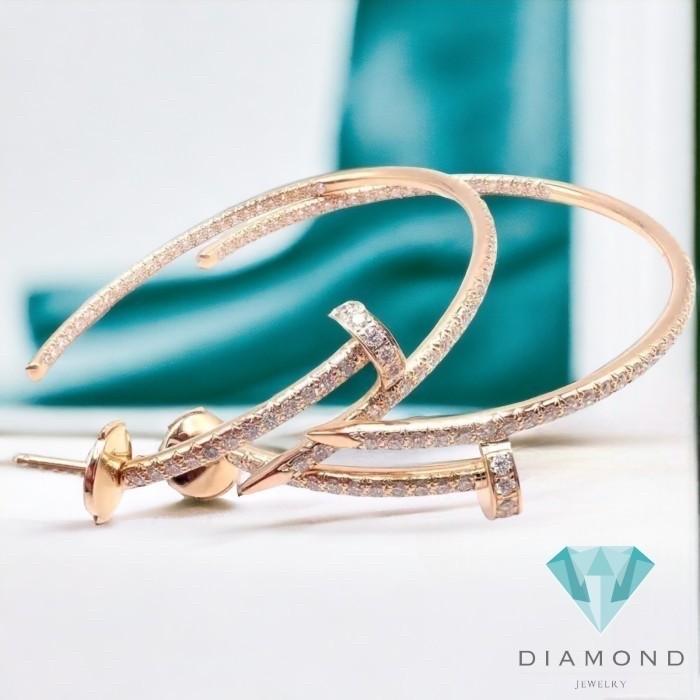 Pave hoop juste diamond earring 18k rose gold-Diamons Jewelry
