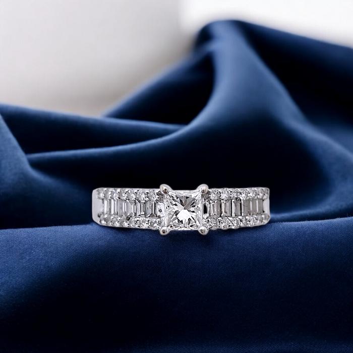 Princess Cut Solitaire Diamond Ring 18K / Diamond Jewelry-355CB710LS-HT
