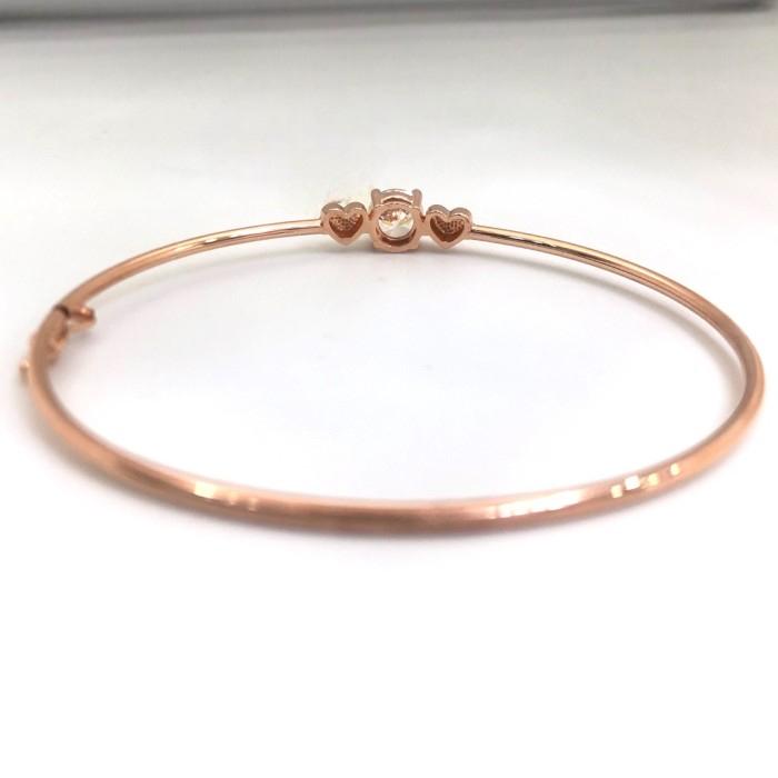 Heart double bangle 18k rose gold-Diamond Jewelry