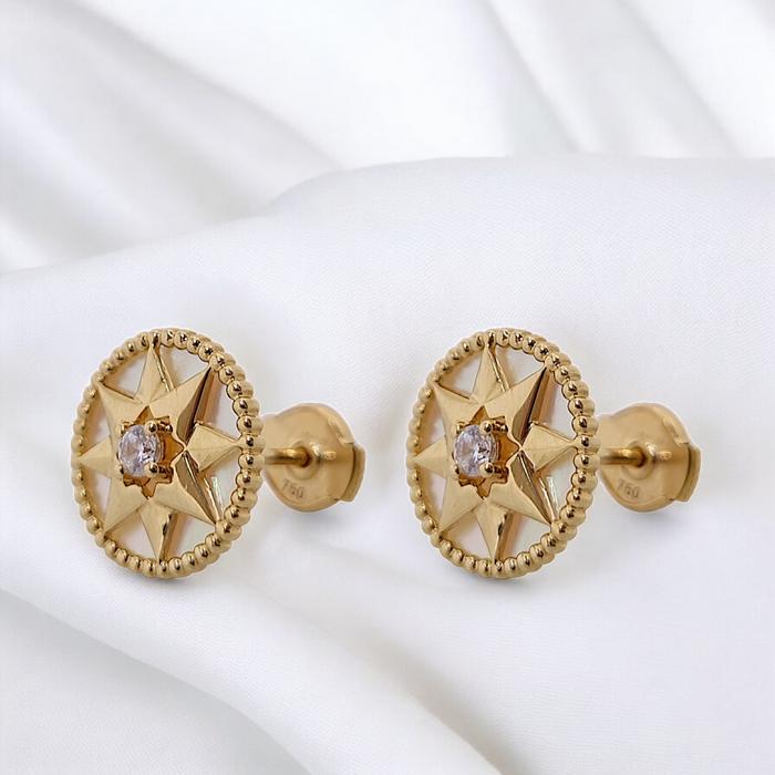 Star Lucky Diamond  MOP Diamond Earrings 18K / Diamond Jewelry-364ABD338RY-HT