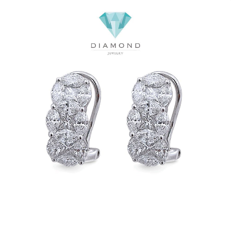 Tri Marquise Diamond Earring 18K / Anting Berlian Tiga Marqis 18K / Diamond Jewelry 394AB17084PRLS -HT