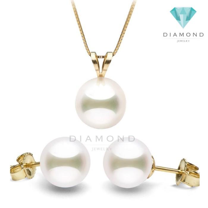 Pearl of Akoya Kalung dan Anting 18K Gold Diamond Jewelry-1AKOYA8-10MMLS/1SEAPEARL13-18MMLS-HT