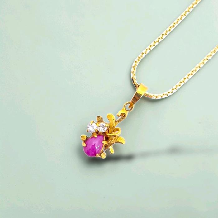 Ruby Floral Pendants 23K / Liontin Bunga Ruby 23K / Diamond Jewelry / 191LMSWP2