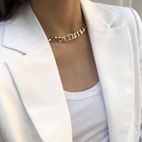 CD logo choker petit /large necklace 18k gold-Diamond Jewery