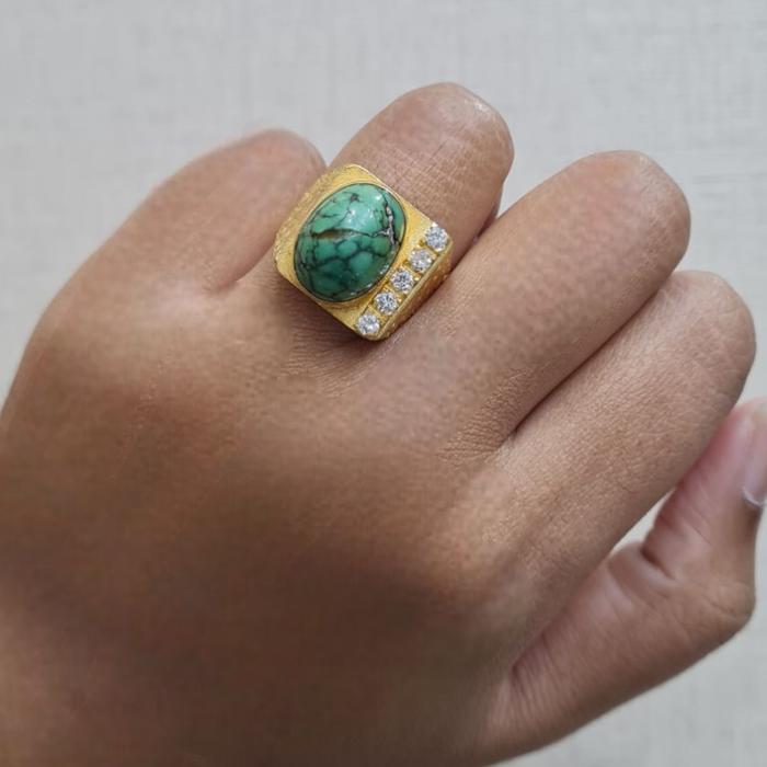 Turquoise Diamond Ring 18K / Diamond Jewelry
