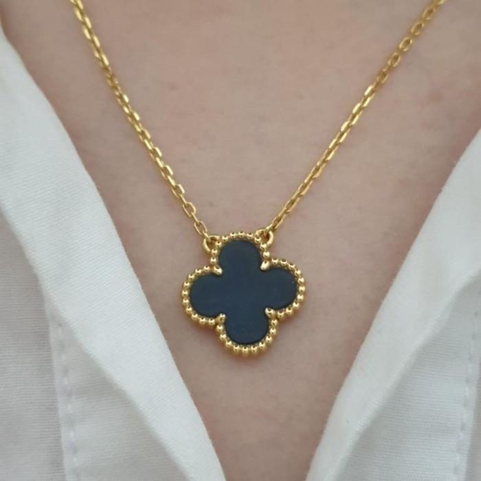 Clover Necklace/Earring Onyx 1 Clover/Kalung & Anting Emas Fashion 18K Diamond Jewelry-370KBD2000CHLS/262ABD742RY-HT