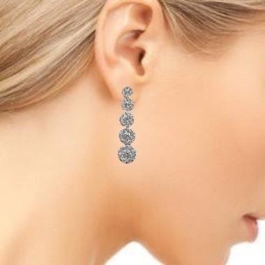 Diamond tennis earring 18k White gold-Diamond Jewelry