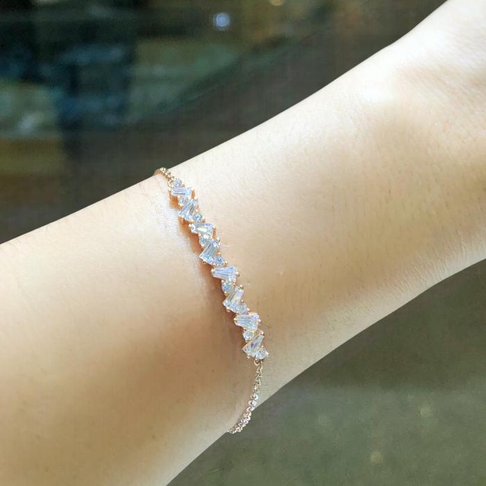 Gold Bracelet baguette emas/ gelang emas baguette zirconia-750K Diamond Jewelry
