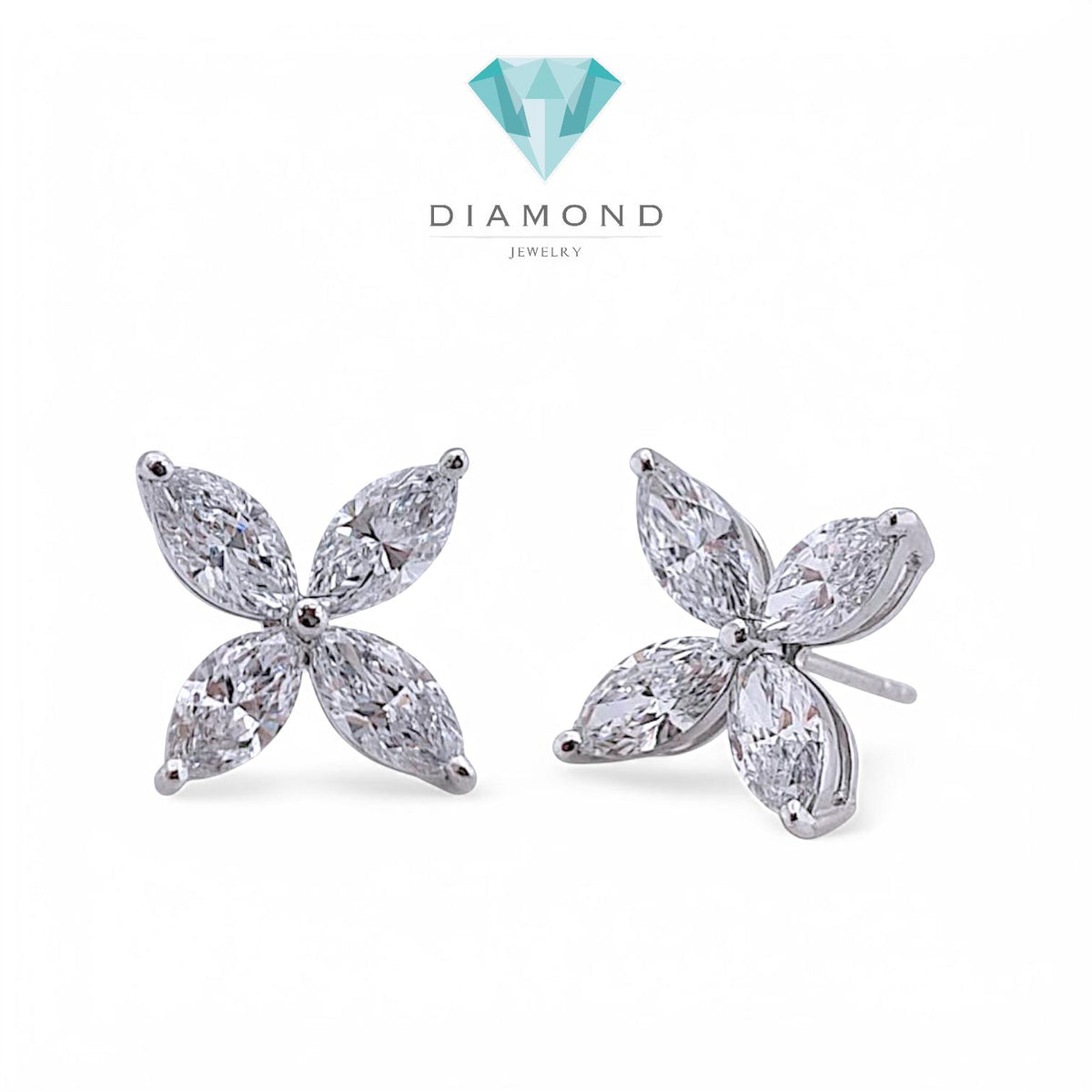 Clover Diamond Earring Lab Grown 18K / Elsy Diamond Jewelry/LGD2185-3LBL1500PF HT
