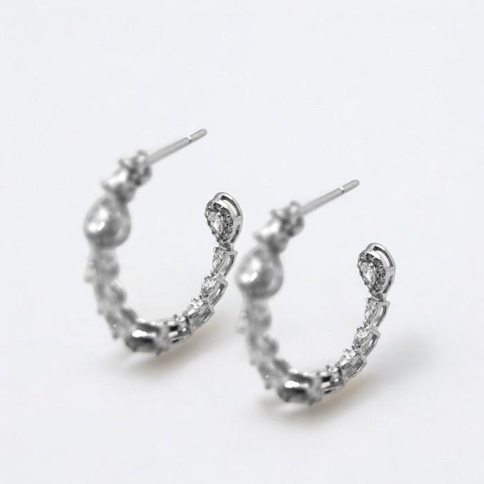Hoop Tear Earring Diamond 18K-Diamond Jewelry-1AB3120AN-HT