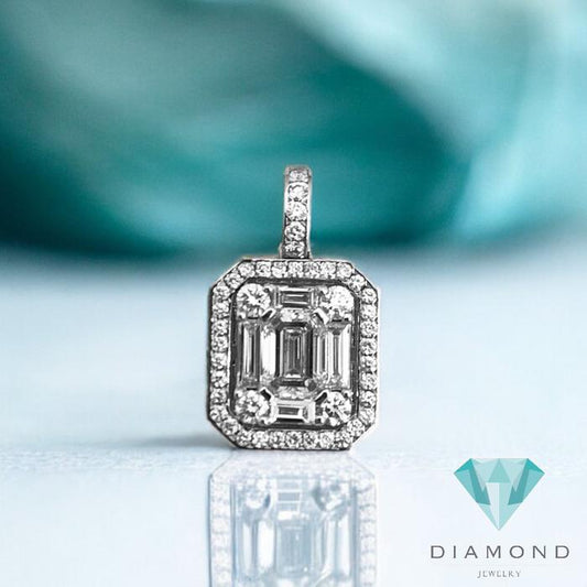 Baguette diamond pendant 18k white gold-Diamond Jewelry