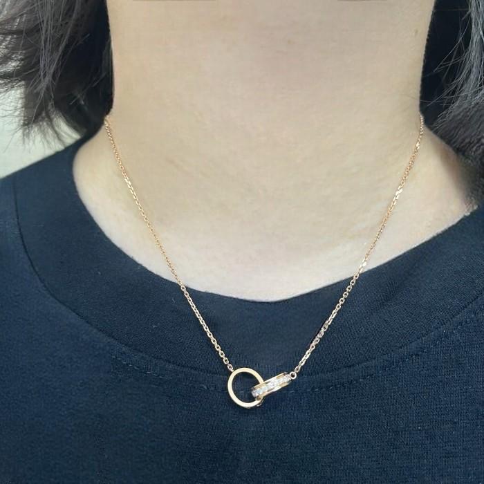 Love diamond duo necklace 18k-Diamond Jewelry