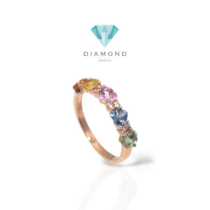 Rainbow diamond ring 18k rose gold-Diamond Jewelry