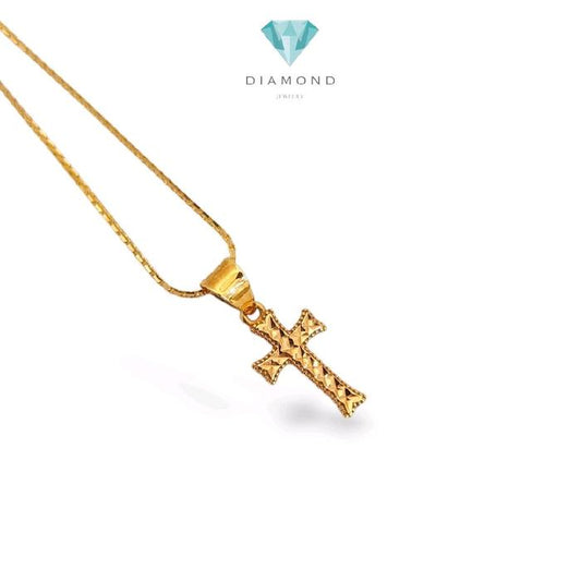 Yellow Gold Cross Pendant 16K / Liontin Emas Salib 16K / Diamond Jewelry / 269LMS054LS