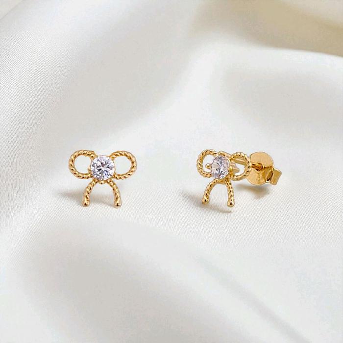 Ribbon Gold Earring 700K / Anting Emas Pita 700K / Diamond Jewelry 421AMS101LS-HT