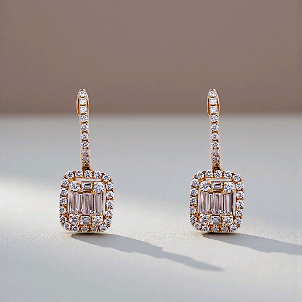 Baguette Diamond Earring 18K / Anting Berlian Baguette 18K / Diamond Jewelry 392AB7500VIONLS-HT