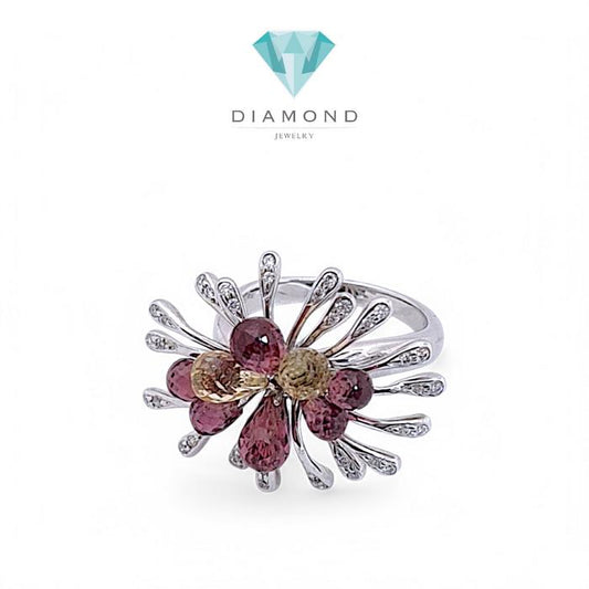 Vintage Rhinestone Diamond Ring 18K / Diamond Jewelry