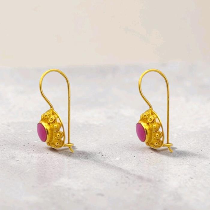 Ruby Vermeil Gold Earrings 23K / Anting Emas Ruby Vermeil 23K / Diamond Jewelry / 314AMSWP2