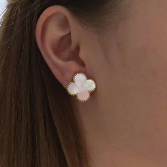 Magic MOP clover white vca earring 18k-Diamond Jewelry