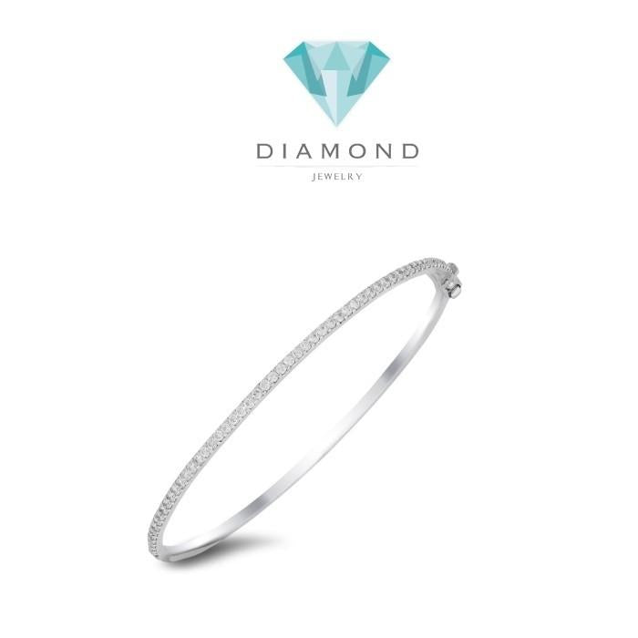 Dainty  pave bangle diamond 18k gold-Diamond Jewelry