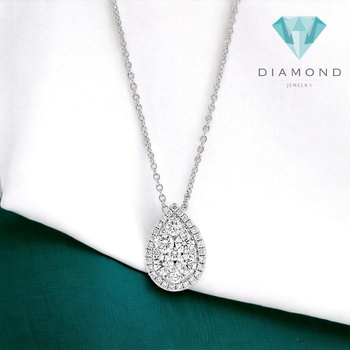 Pearshape diamond necklace 18k white gold-Diamond Jewelry