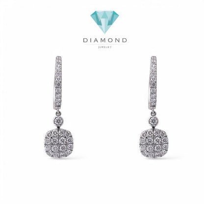 Cushion Diamond Earrings 18K / Diamond Jewelry