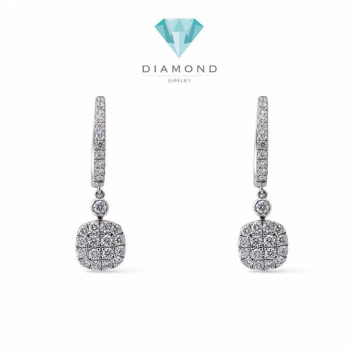 Cushion Diamond Earrings 18K / Diamond Jewelry
