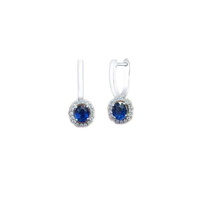 Sapphire set With diamond and 18 K white gold