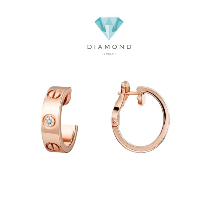Love Diamond Earring Klip 18K Rose Gold Diamond Jewelry-1ABD13LSNEWLOVE-HT