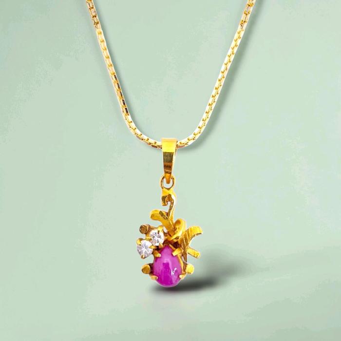 Ruby Floral Pendants 23K / Liontin Bunga Ruby 23K / Diamond Jewelry / 191LMSWP2
