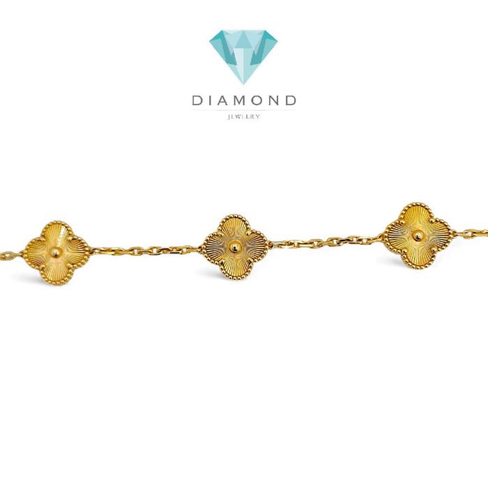 Gelang Bunga Clover Gold 18K 5 Motif Bunga Ukuran 15mm 13-15gr/ gold clover bracelet 18k - Vintage 15 mm