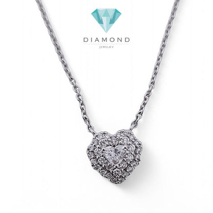 Heart diamond Necklace 18K white gold