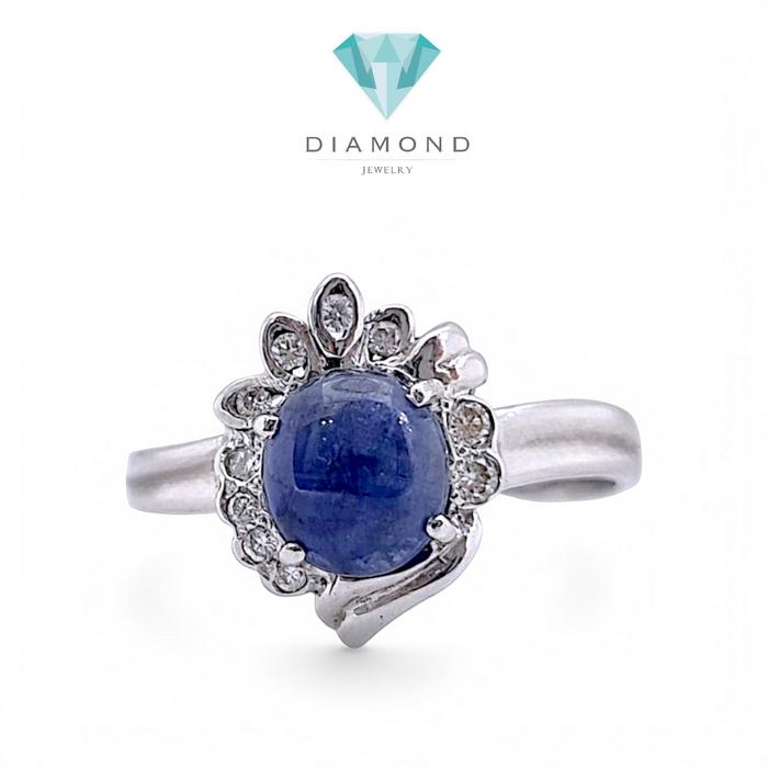 Blue Sapphire Diamond Ring 18K / Diamond Jewelry