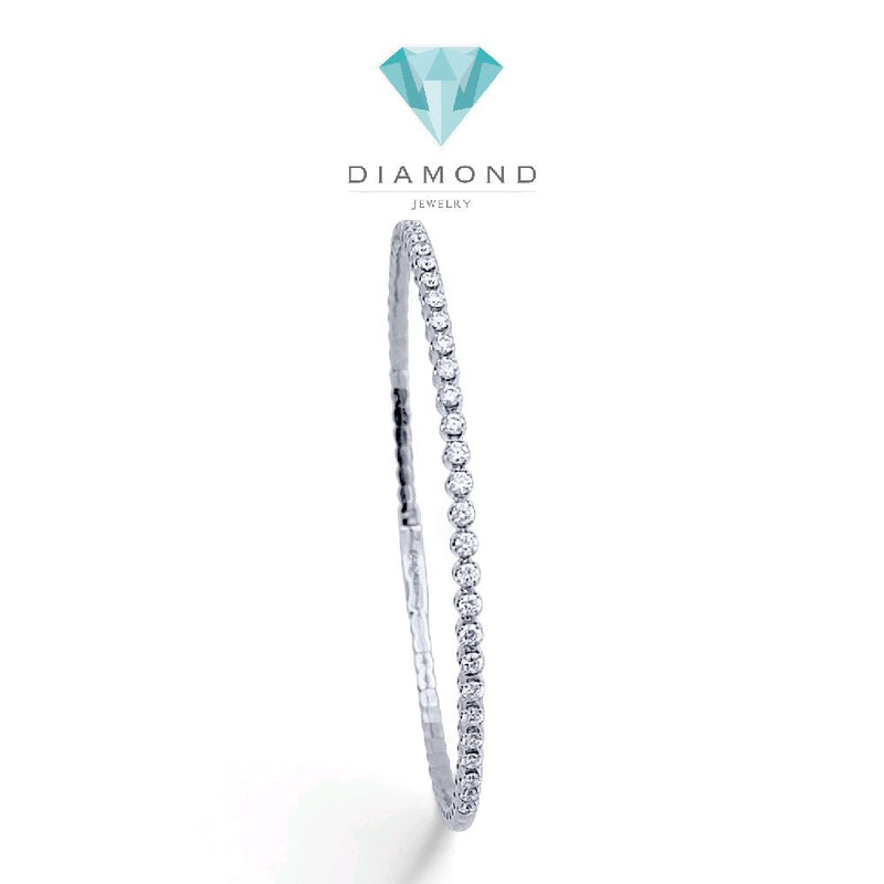 Tennis Listring White Gold And Diamond Bangle 18K / Gelang Berlian Tennis Lurus 18K / Diamond Jewelry 144GB131000AB-HT