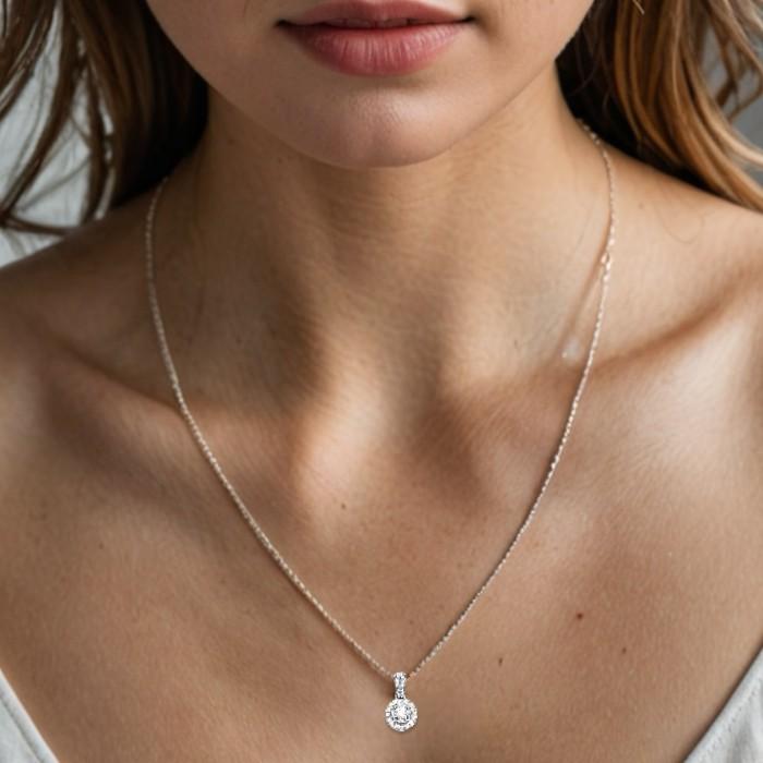 Solitaire illusion 1 crt diamond pendant 18k-Diamond Jewelry