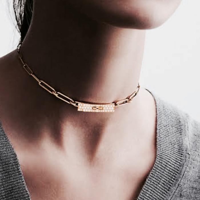 Kelly chain diamond choker/bracelet 18k Rose gold- Diamond Jewelr