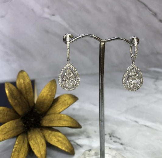 Tear Diamond Earrings-4025-Diamond Jewelry