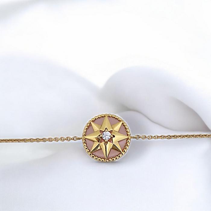 Star Lucky Diamond pink opal Bracelet 18K / Diamond Jewelry