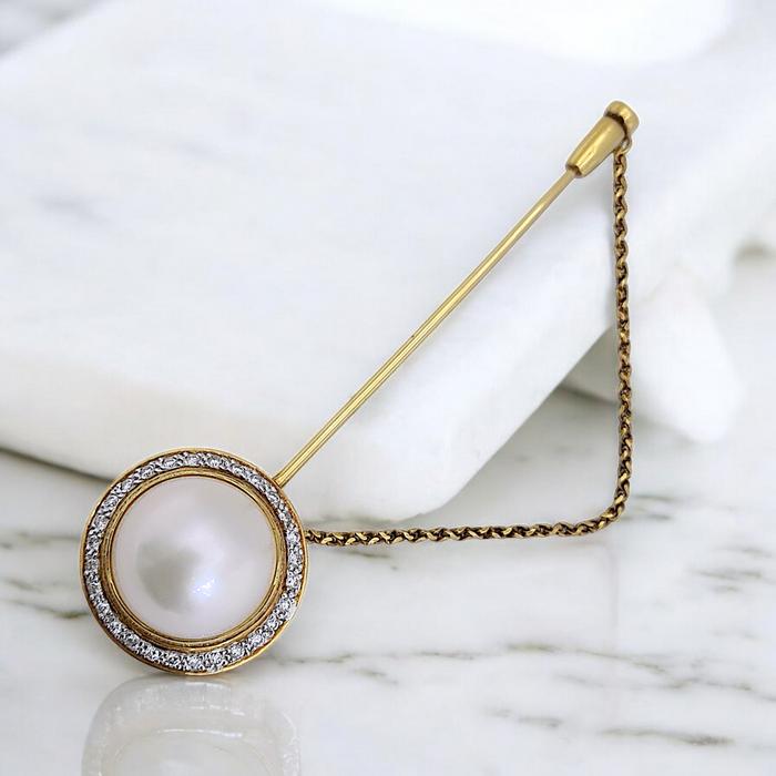 Clip Pearl Diamond /Bros baju jilbab 18K / Diamond Jewelry