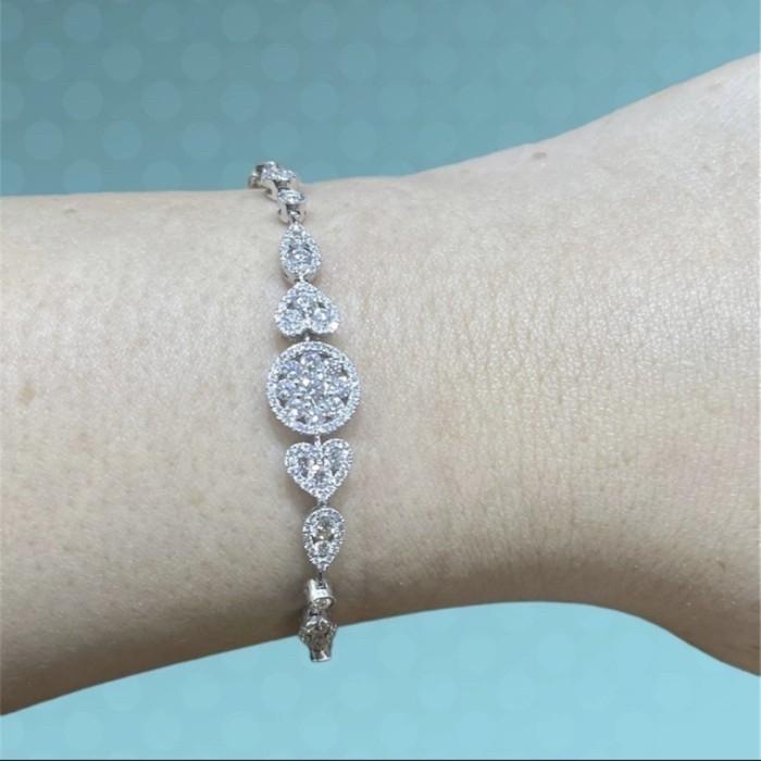Diamond Pave Bracelet Lotus 18k white gold-Diamond Jewelry