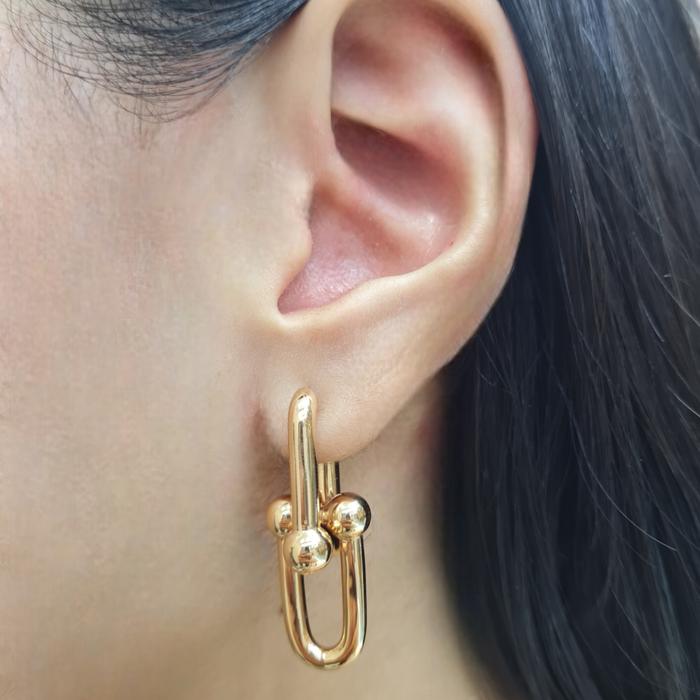 Hardware Gold  Earrings 18K / Diamond Jewelry-392ABD1290RY