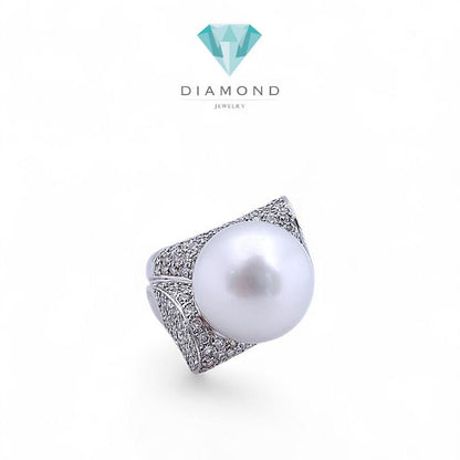 Pearl Diamond Ring 18K / Diamond Jewelry